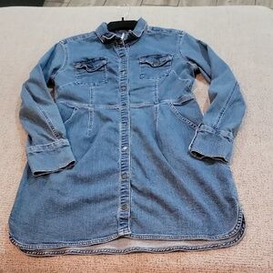 Free People Denim Shirt Dress - Blue